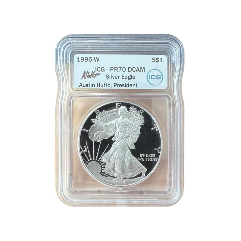 1995-W Silver Eagle - Austin Hutto Signature - ICG PR70 DCAM - CoinsTV