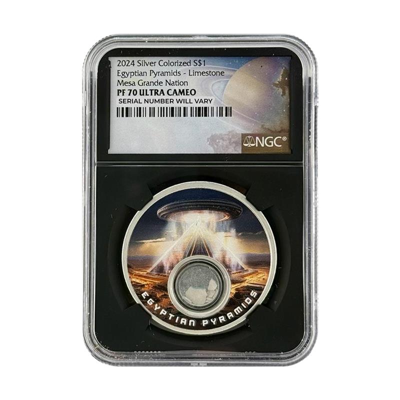 2024 Egyptian Pyramids Limestone - Mesa Grande Nation - NGC PF70 UCAM Silver Colorized - CoinsTV