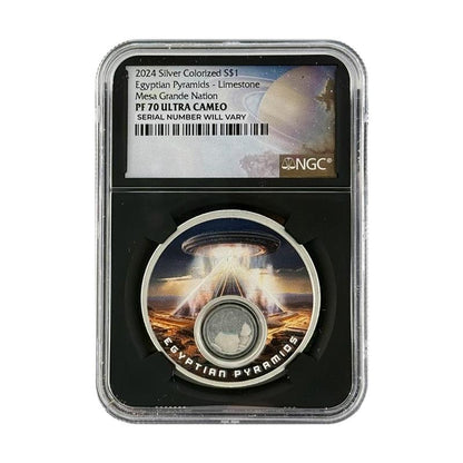 2024 Egyptian Pyramids Limestone - Mesa Grande Nation - NGC PF70 UCAM Silver Colorized - CoinsTV