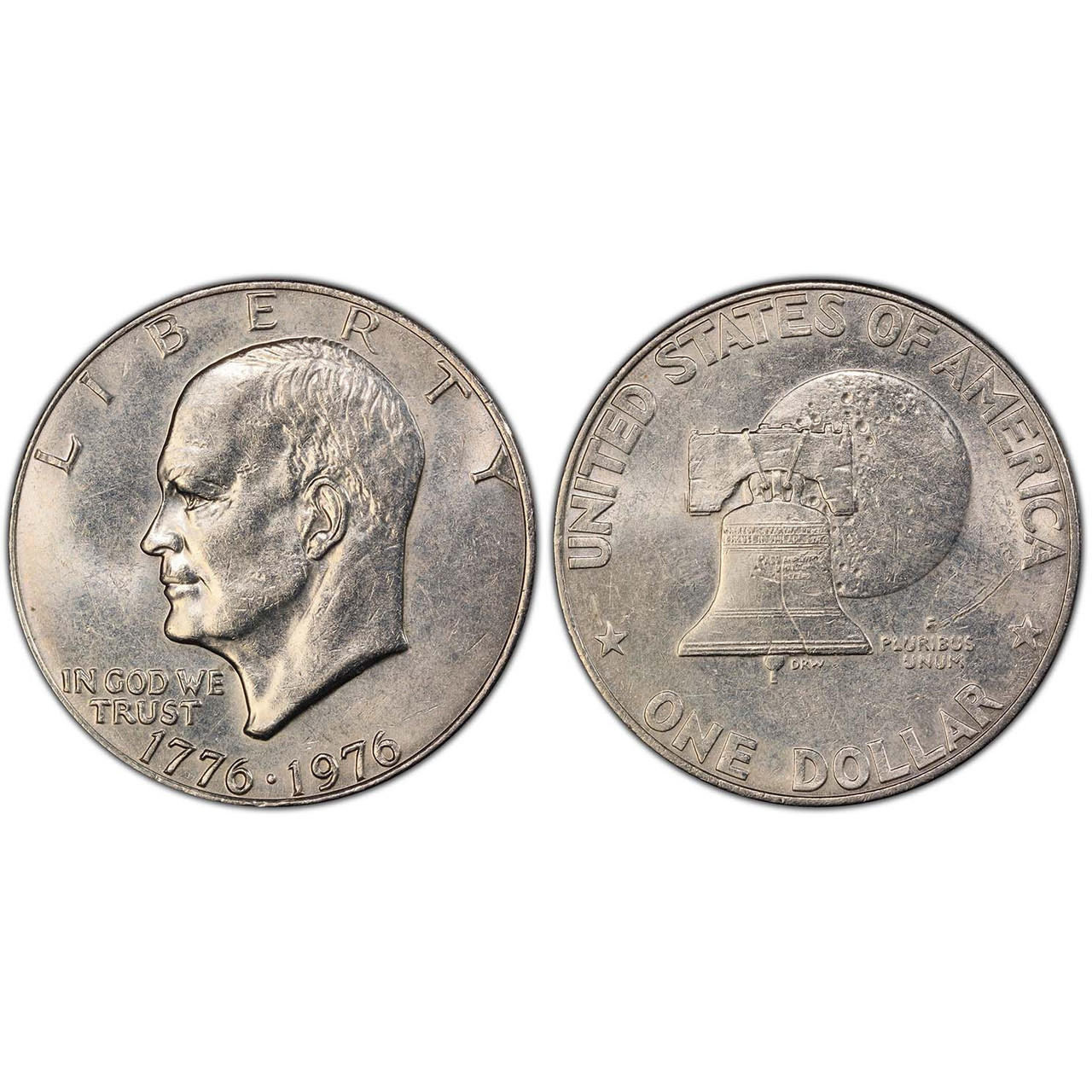 1976 Type 1 & Type 2 Eisenhower Dollar 2pc Set - AU/BU - CoinsTV