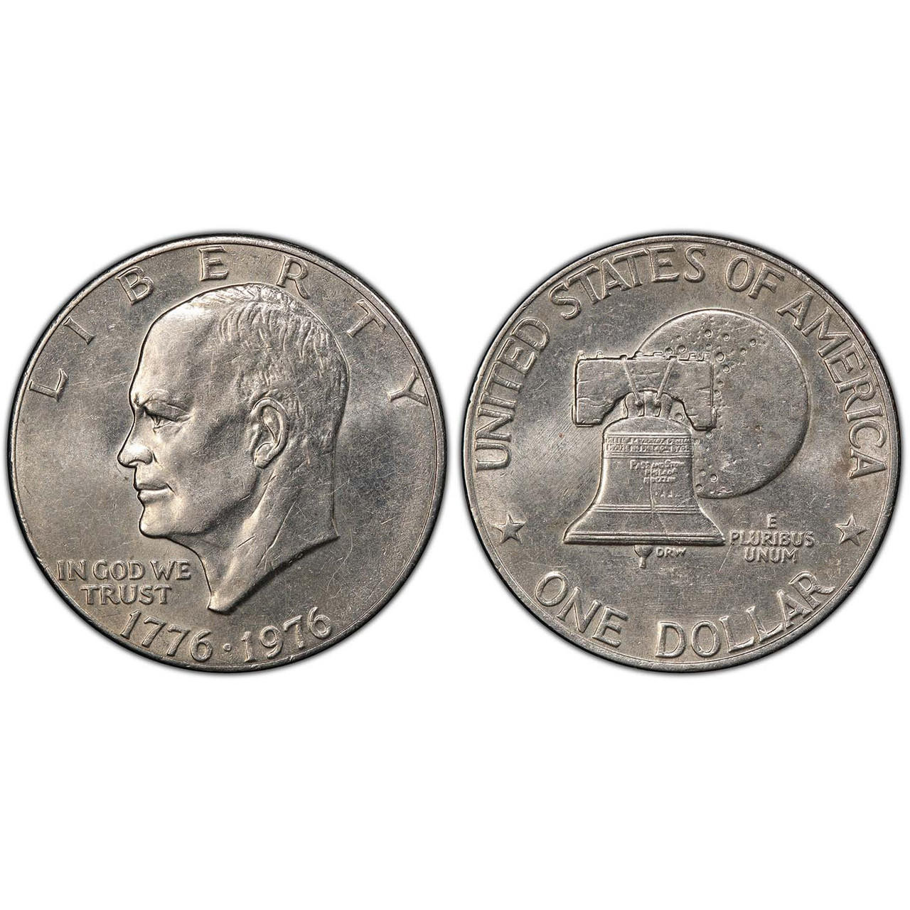 1976 Type 1 & Type 2 Eisenhower Dollar 2pc Set - AU/BU - CoinsTV