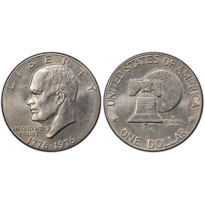 1976 Type 1 & Type 2 Eisenhower Dollar 2pc Set - AU/BU - CoinsTV