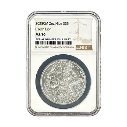 2025CM Niue Czech Lion 2 oz Silver - NGC MS70 - CoinsTV
