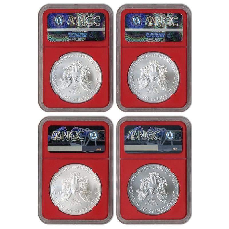 2011-2014 (S) Silver Eagle 4pc San Francisco Set NGC MS69 - Red Core