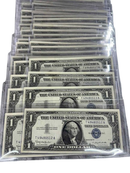 1957 Silver Certificate Uncirculated - Two Consecutive Notes from OG Pack - CoinsTV