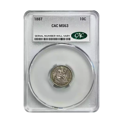 1887 Seated Liberty Dime Philadelphia - CAC MS63 - CoinsTV