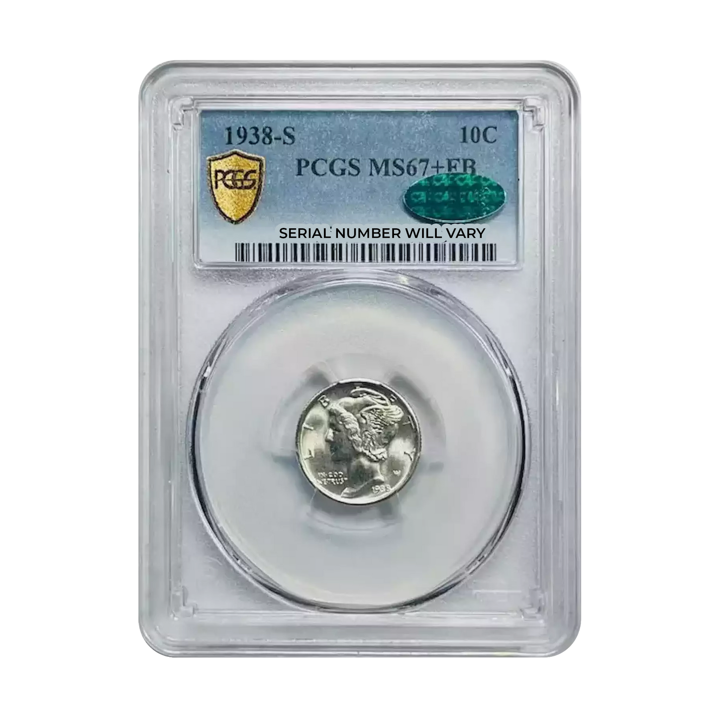 1938-S Mercury Dime - PCGS MS67+ FB CAC - CoinsTV