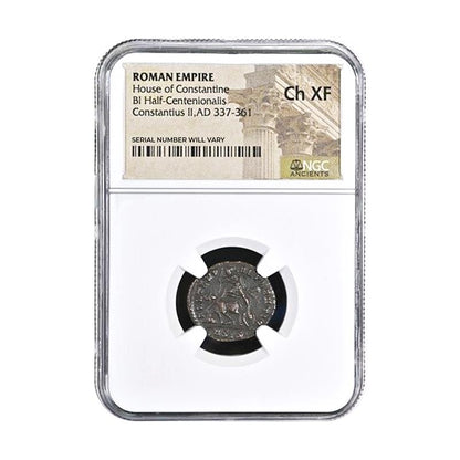 Constantius II Gladiator Reverse NGC Slab- Fallen Horseman (CH-XF) - CoinsTV