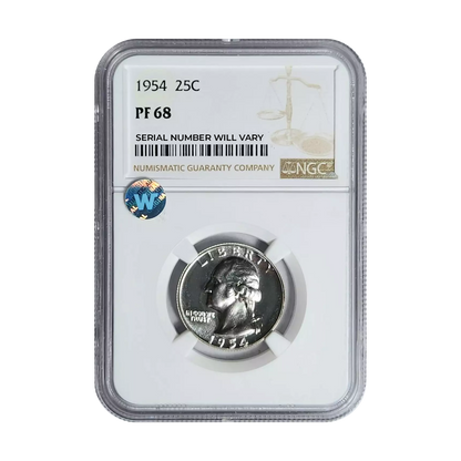 1954 Washington Silver Quarter Philadelphia - NGC PF68 Sight White - CoinsTV
