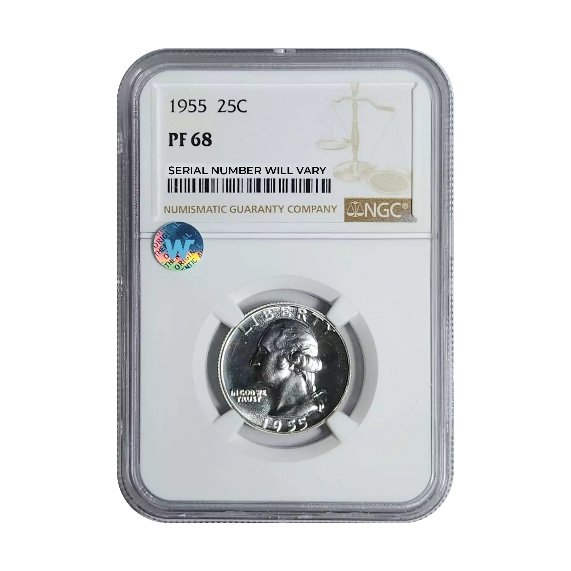 1955 Washington Silver Quarter Philadelphia - NGC PF68 Sight White - CoinsTV