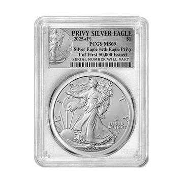 2025-P Silver Eagle - Eagle Privy First 50,000 Issued - PCGS MS69