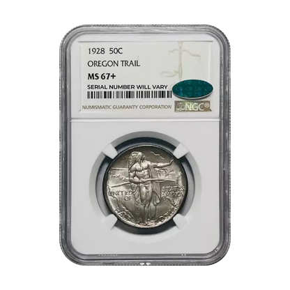 1928 Oregon Trail Silver Half Dollar Commemorative NGC MS67+ CAC - CoinsTV