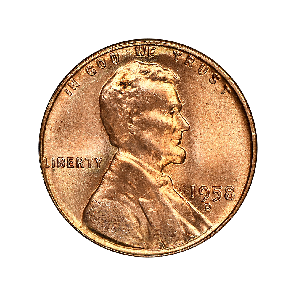 1958-D Lincoln Wheat Cent Banked Sealed BU Roll of 50
