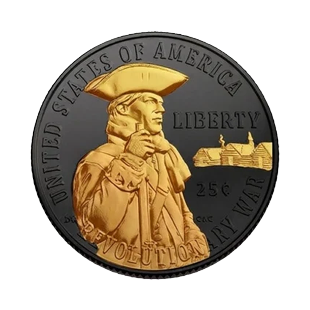 2026 P Revolutionary War Quarter Black Ruthenium & 24K Gold Highlights