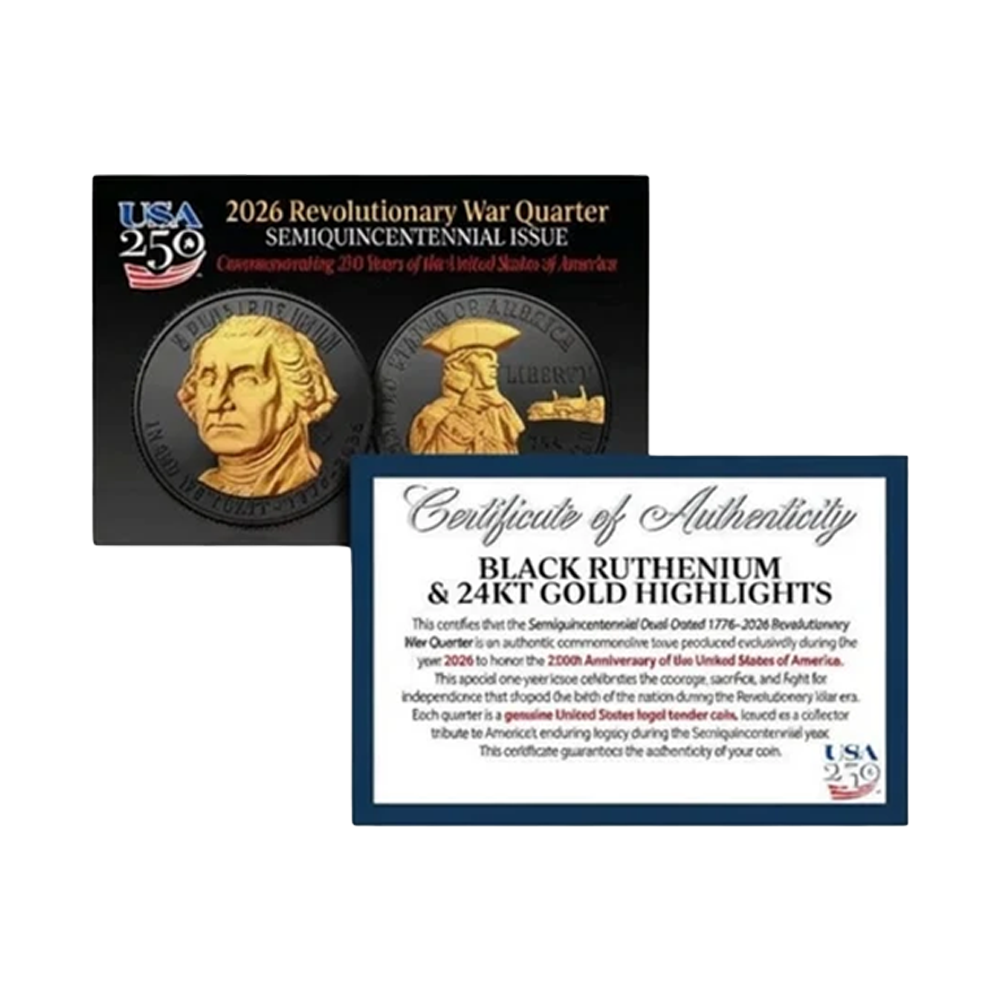2026 P Revolutionary War Quarter Black Ruthenium & 24K Gold Highlights