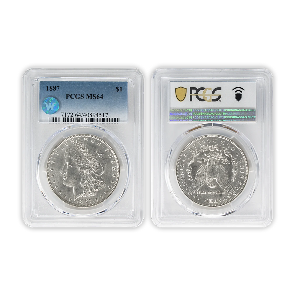 1887 Morgan Silver Dollar Philadelphia - PCGS MS64 Sight White