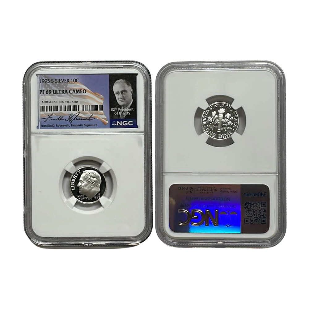 1995-S Roosevelt Silver Dime - NGC PF69UCAM - Roosevelt Signature Label - CoinsTV