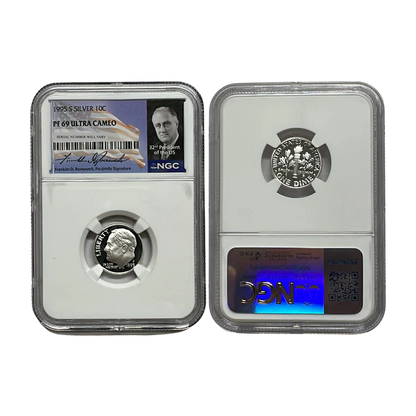 1995-S Roosevelt Silver Dime - NGC PF69UCAM - Roosevelt Signature Label - CoinsTV