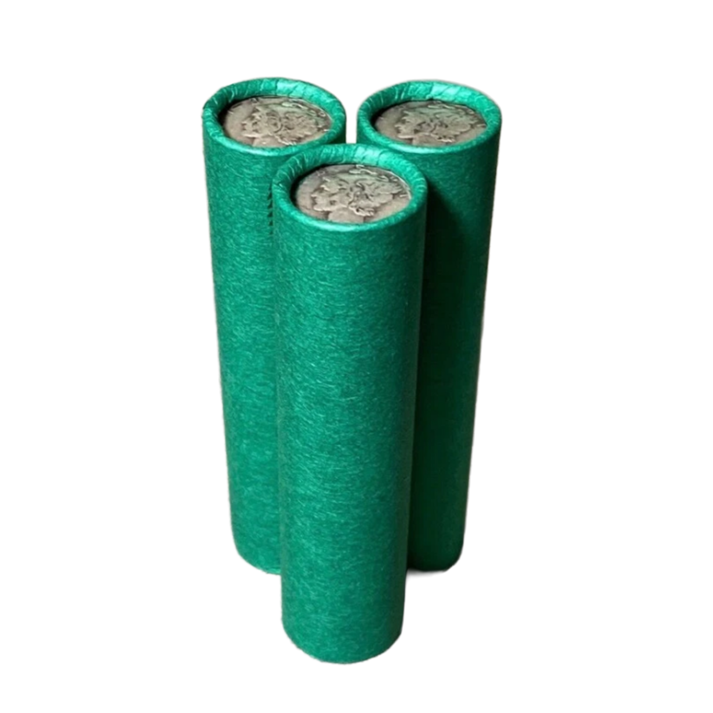 Lincoln Wheat Cent & Silver Mercury Dime Circulated - Vintage Green Bank-Wrapped Roll - CoinsTV
