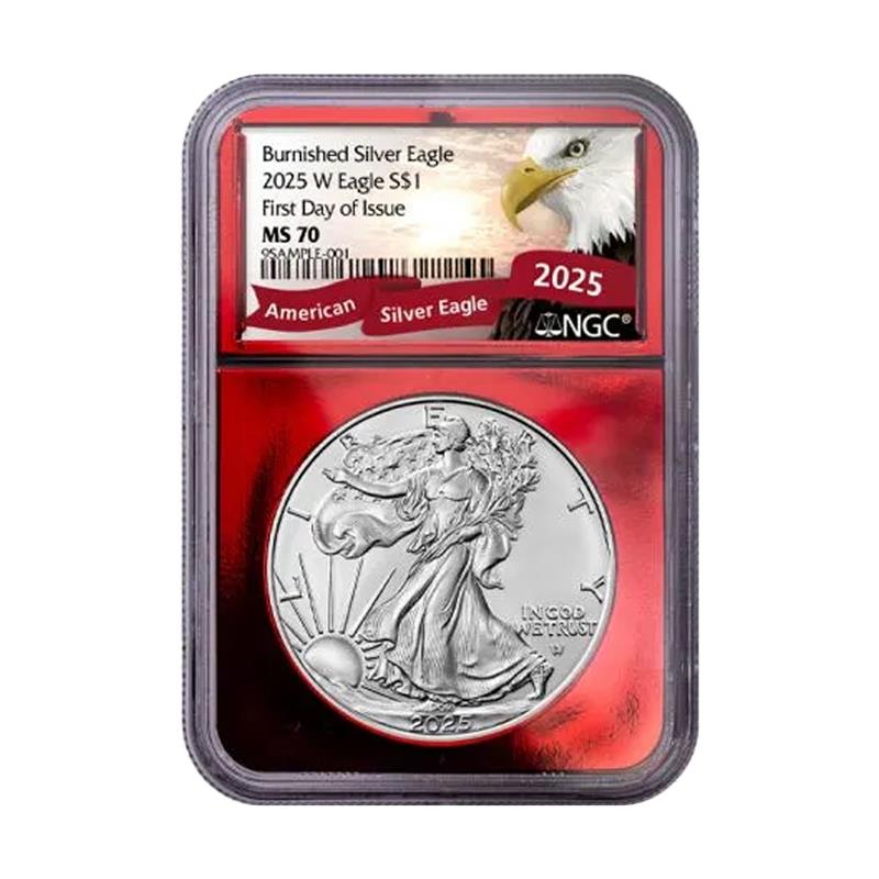 2025-W Burnished Silver Eagle - NGC MS70 Red Core & Eagle Label FDOI - CoinsTV