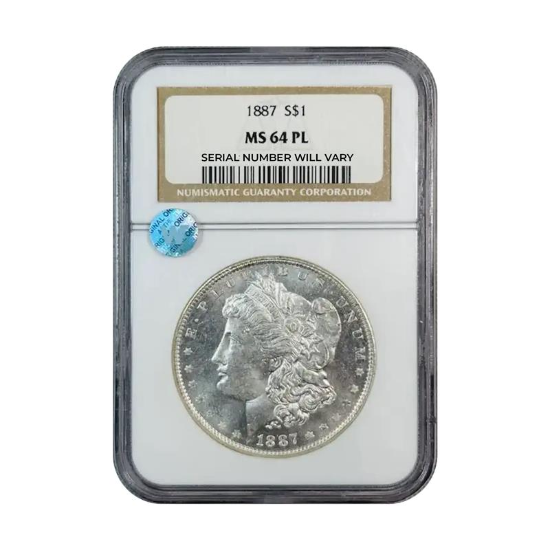 1887 Morgan Silver Dollar Philadelphia - NGC MS64 PL Sight White - CoinsTV