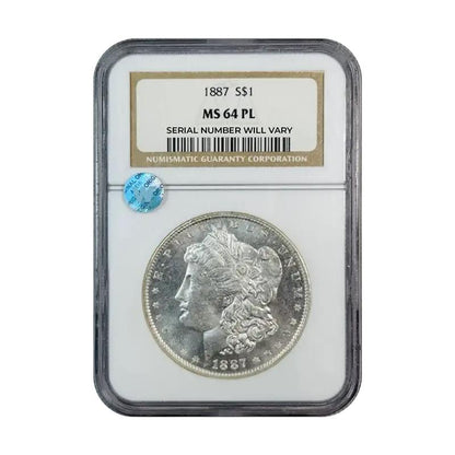 1887 Morgan Silver Dollar Philadelphia - NGC MS64 PL Sight White - CoinsTV