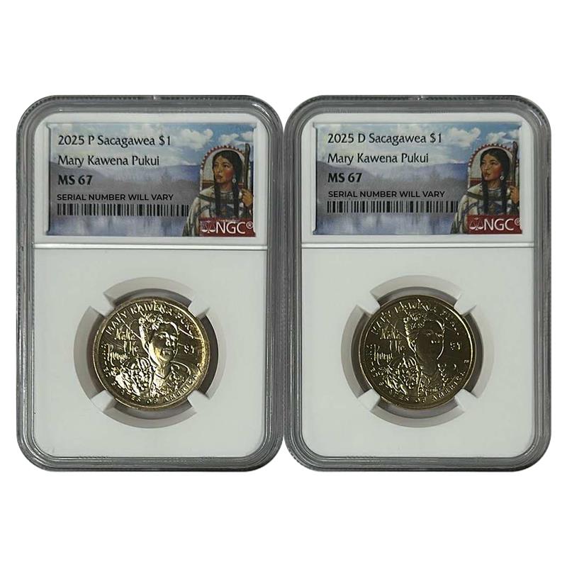 2025 P&D Sacagawea Dollar Mary Kawena Pukui 2 pc Set - NGC MS67 - CoinsTV