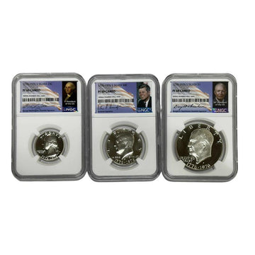 1776-1976 S Bicentennial Silver 3 pcs Set - Signature Labels - NGC PF69 Cameo