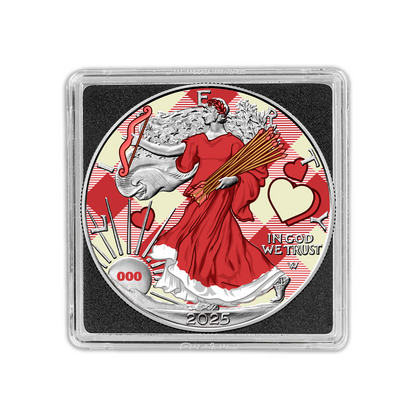 2025 Chromatics Shot Through the Heart Valentine Day Silver Eagle - CoinsTV