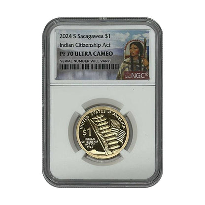 2024-S Sacagawea Dollar – Indian Citizenship Act - NGC PF70 UCAM - CoinsTV