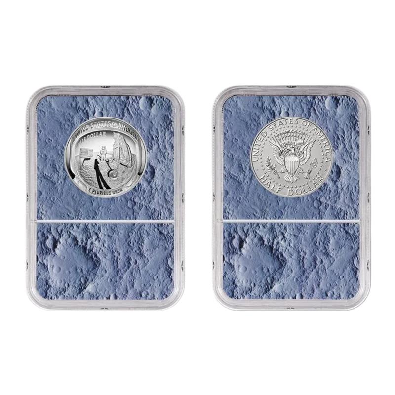2019-S Apollo 11 50th Anv Half Dollar Proof NGC PF70 FDOI w/ Moon Display Core & Mission Patch - CoinsTV