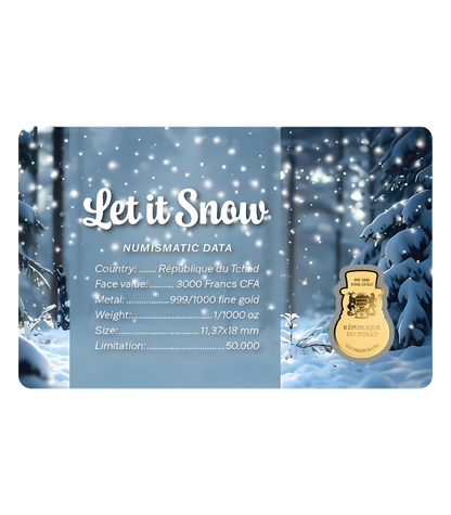 2024 Chad Let It Snow 1/1000 oz Gold Coin in Card - CoinsTV