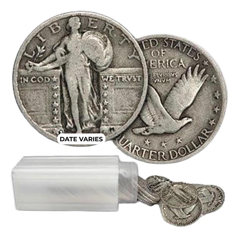 Standing Liberty Quarter 90% Silver Circulated - Roll of 40 - CoinsTV