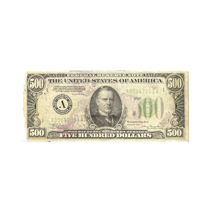 1934 $500 Federal Reserve Note - VG to F