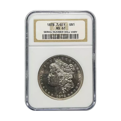 1878 Morgan Silver Dollar Philadelphia 7/8 Tailfeathers Strong - NGC MS61