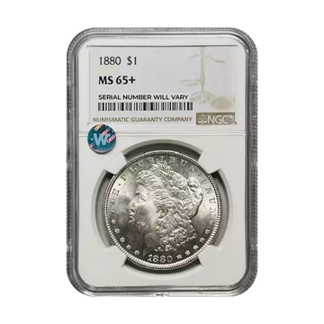 1880 Morgan Silver Dollar Philadelphia - NGC MS65+ Sight White