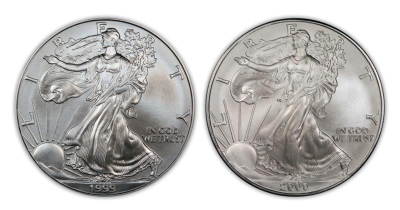 1999 & 2000 Silver Eagle Turn of The Century Set - Brilliant Uncirculated - CoinsTV