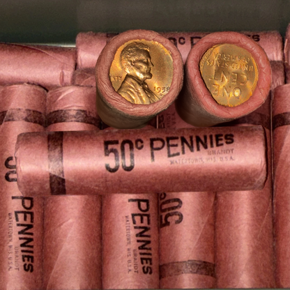 1958-D Lincoln Wheat Cent Banked Sealed BU Roll of 50 - CoinsTV