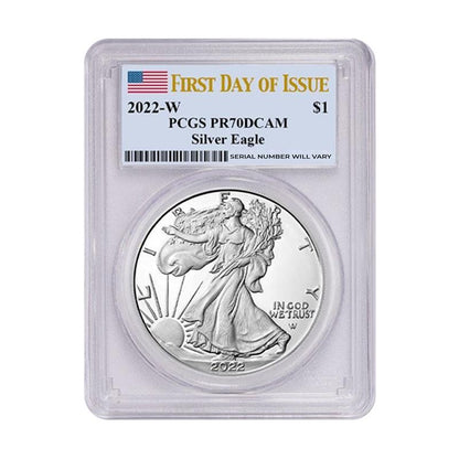 2022 W Silver Eagle - First Day of Issue - PCGS PR70 DCAM - CoinsTV