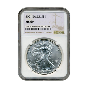 2001 Silver Eagle - Overlooked Rarity - NGC MS69 Brown Label