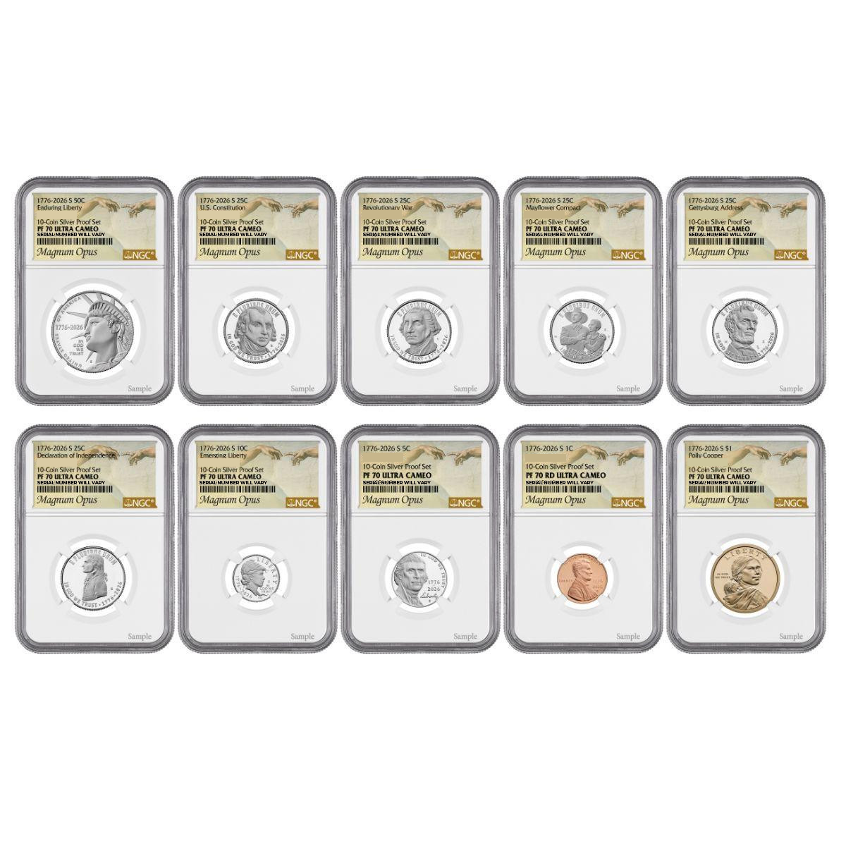 2026 Semiquincentennial Silver Proof Set NGC PF70 Ultra Cameo Magnum Opus Limited Edition