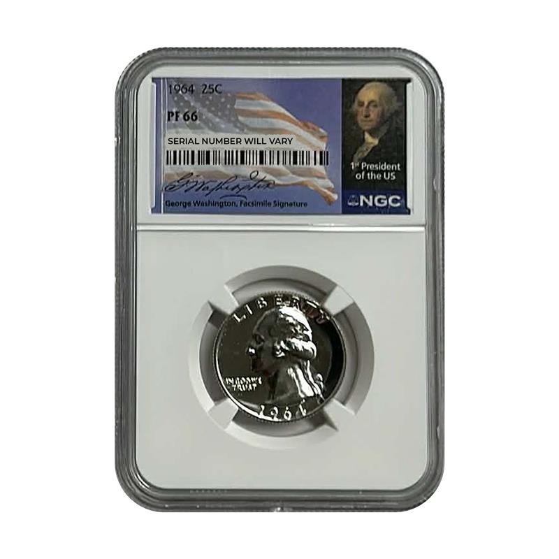 1964 Washington Silver Quarter - Flag Label - NGC PF66 - CoinsTV