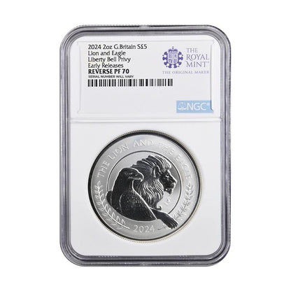 2024 Great Britain Lion and Eagle Liberty Bell Privy 2 oz Silver - NGC Rev PF70