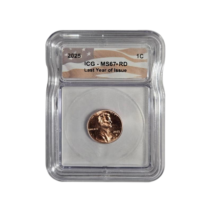 2025-P Lincoln Shield Cent - Flag Label - ICG MS67+ RD Last Year of Issue - CoinsTV