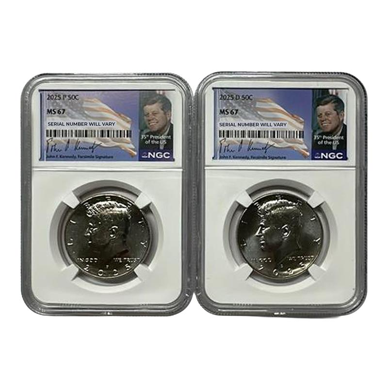 2025 P&D Kennedy Half Dollars 2 pc Set - NGC MS67 - CoinsTV