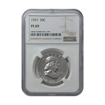 1957 Franklin Silver Half Dollar - NGC PF69