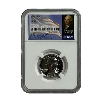 1964 Washington Silver Quarter - Flag Label - NGC PF65