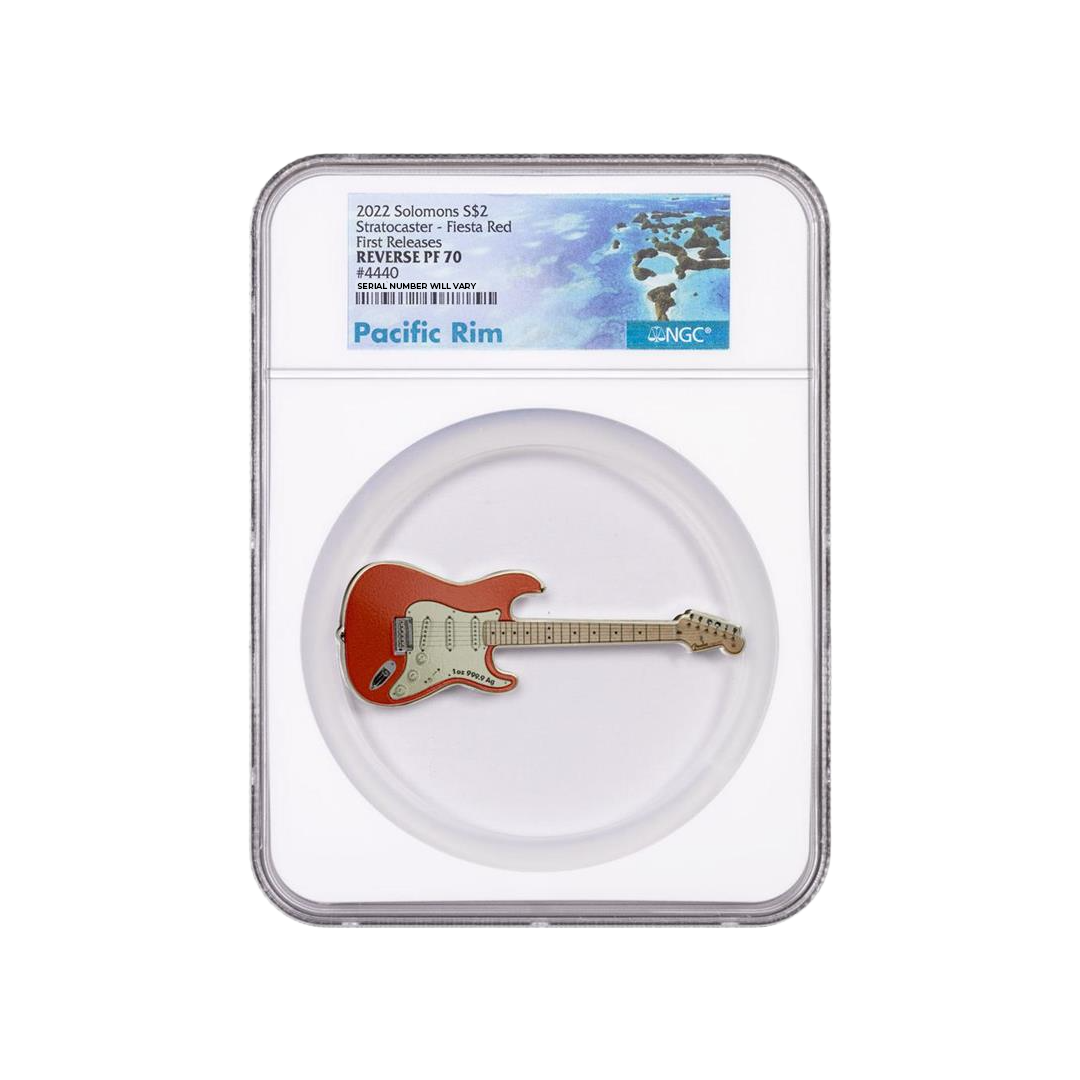 2022 Fender Fiesta Red Stratocaster Guitar 1 oz Silver - NGC PF70 FR Pacific Rim Label - CoinsTV