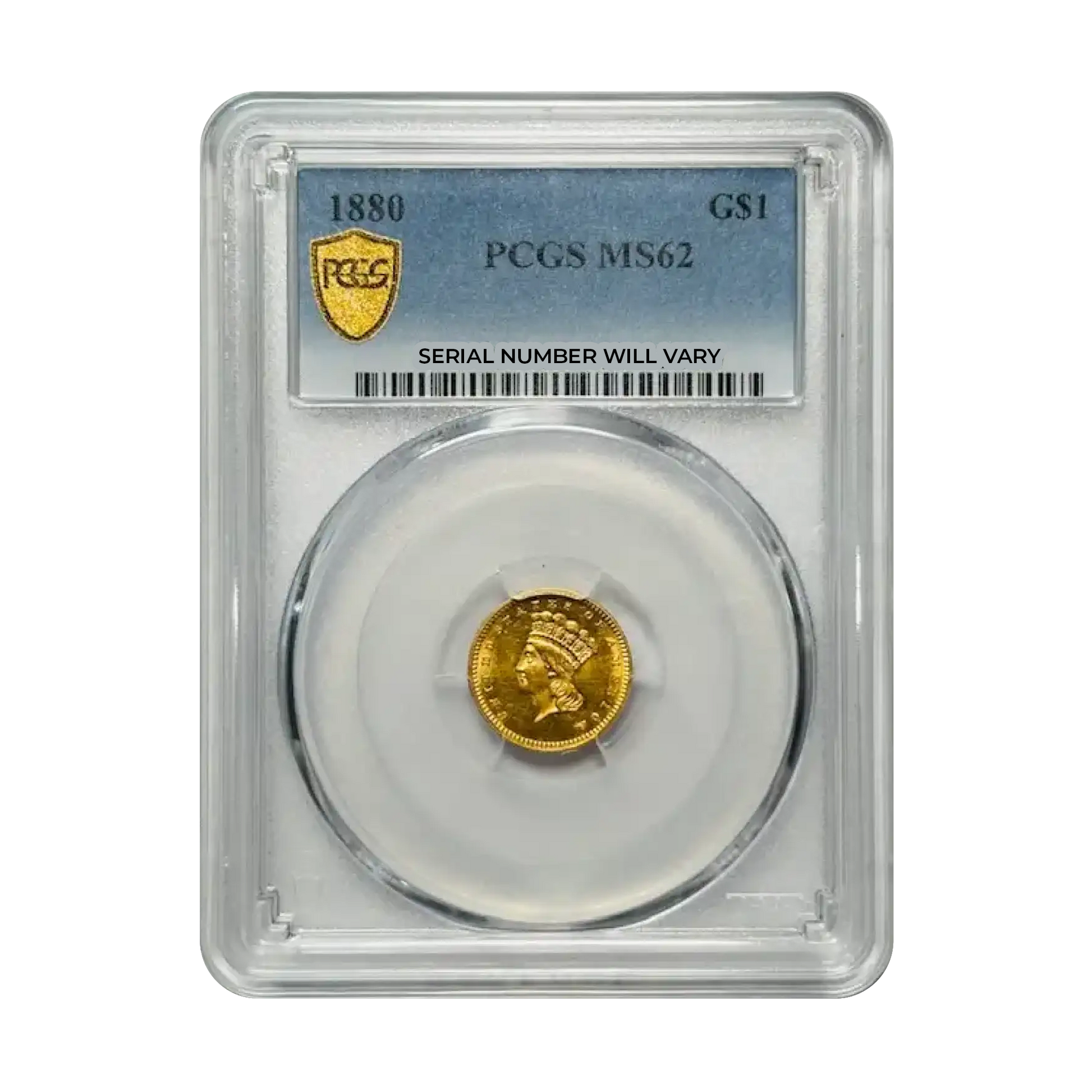 1880 Indian Princess Large Head Gold Dollar - PCGS MS62 - CoinsTV