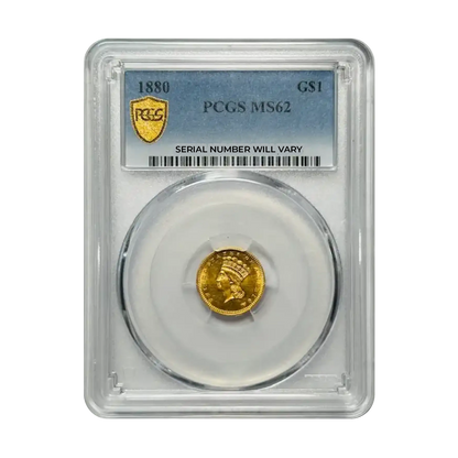 1880 Indian Princess Large Head Gold Dollar - PCGS MS62 - CoinsTV